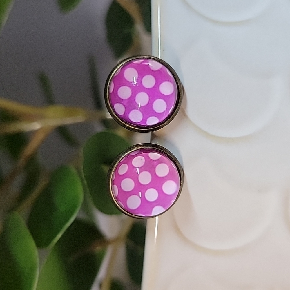 Polka Dot Gumdrop Stud Earrings - Picture 3 of 6